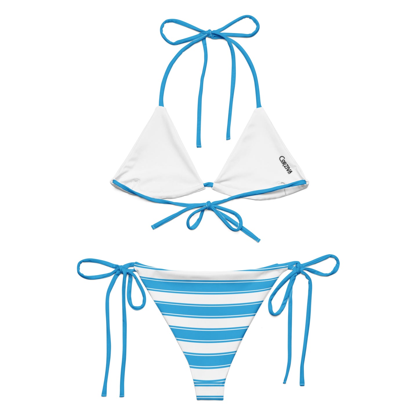 Light Blue Striped Bikini - Adjustable Two-Piece