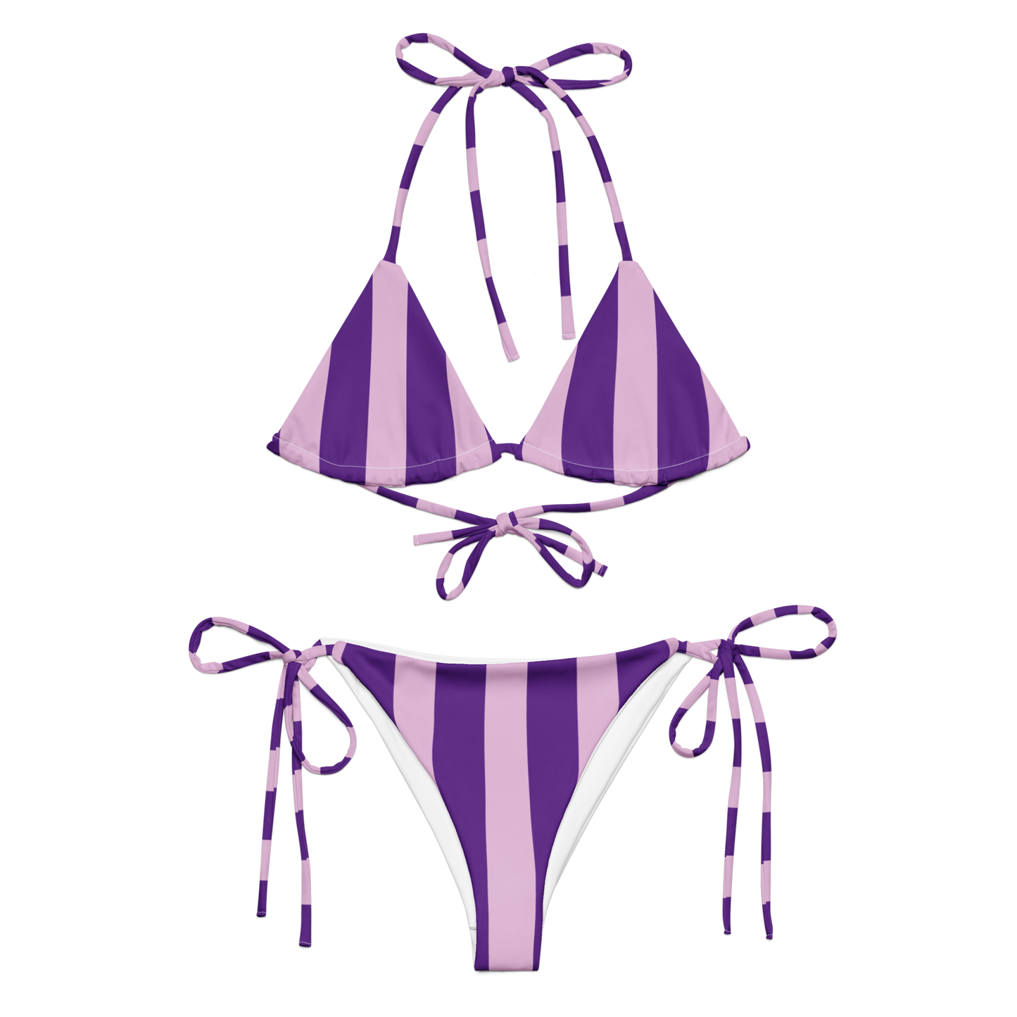 Purple Striped Bikini - Adjustable Two-Piece