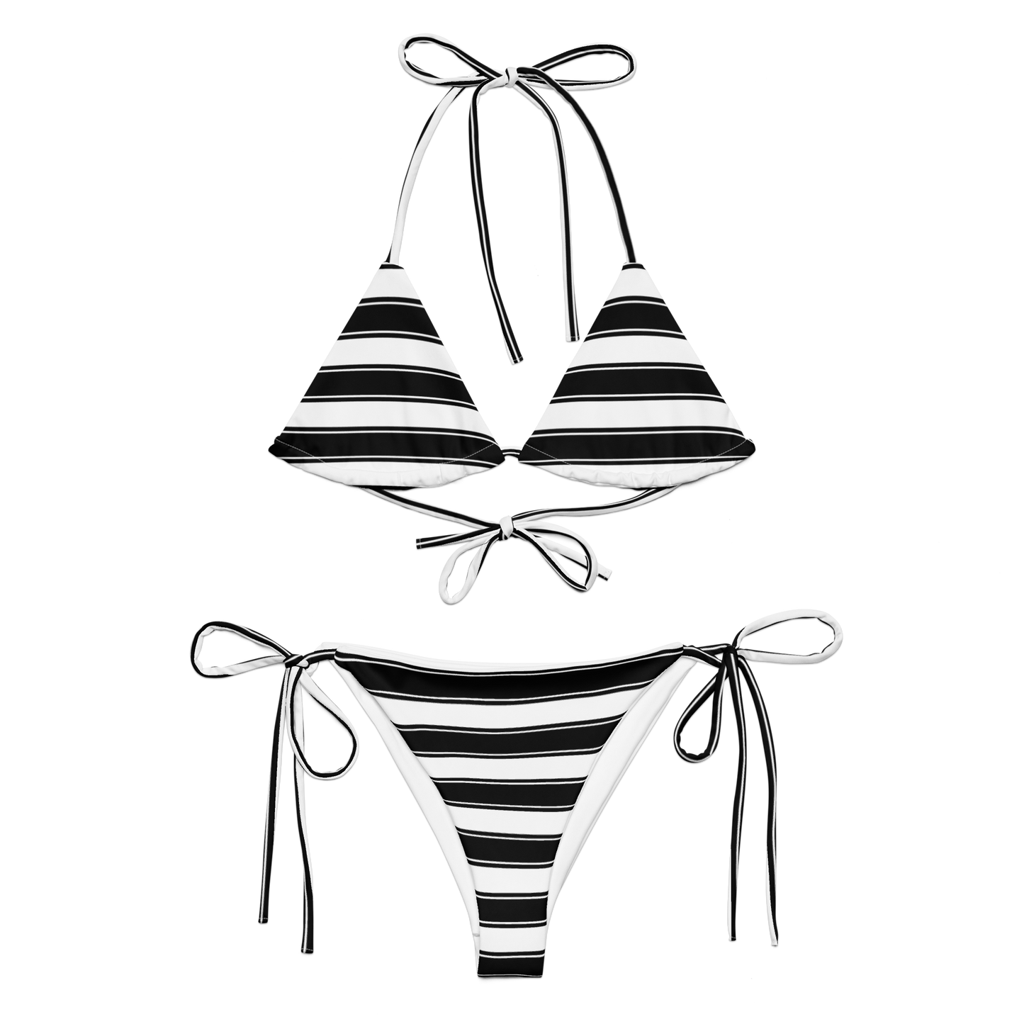 Black Striped Bikini - Adjustable Two-Piece