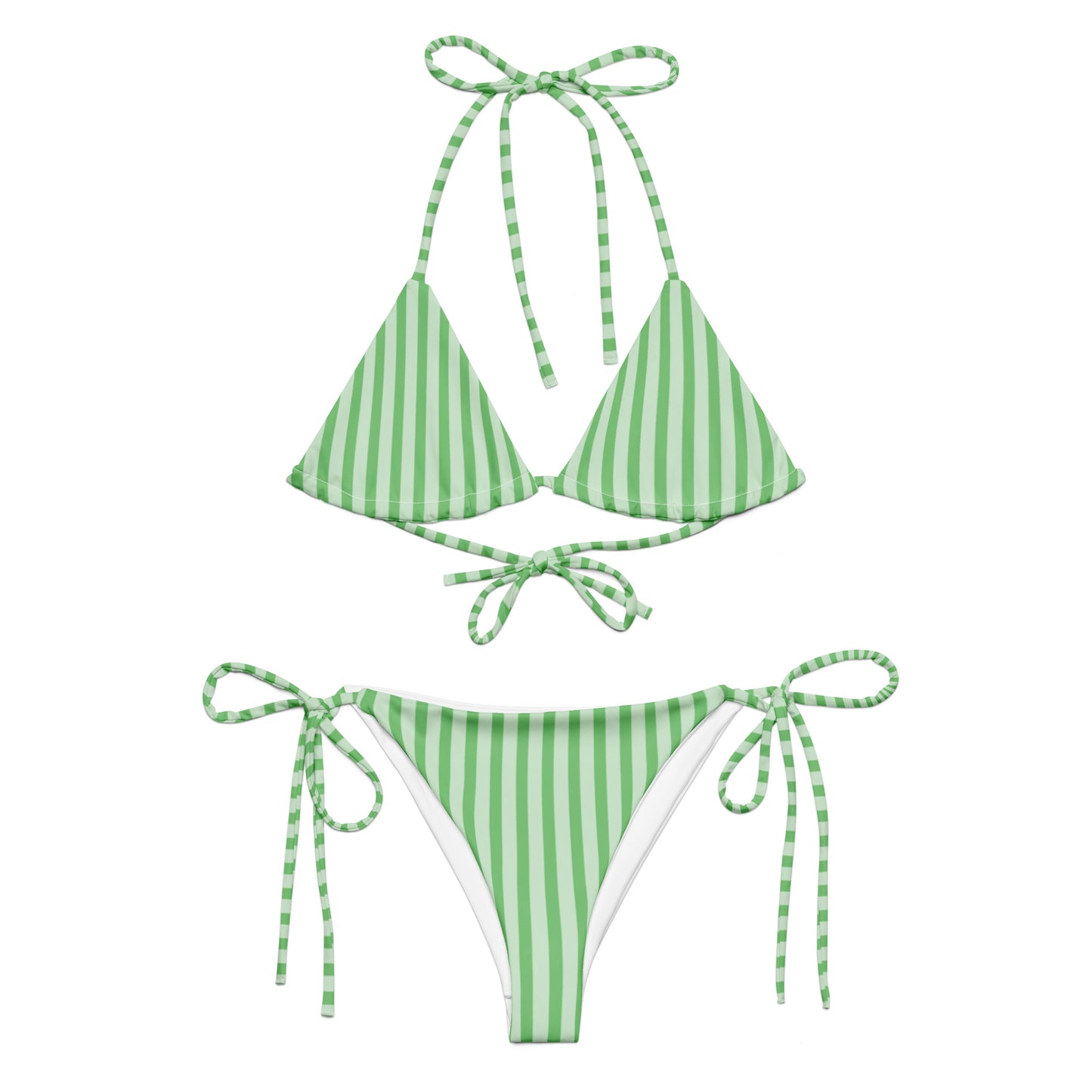 Green Striped Bikini - Adjustable Two-Piece