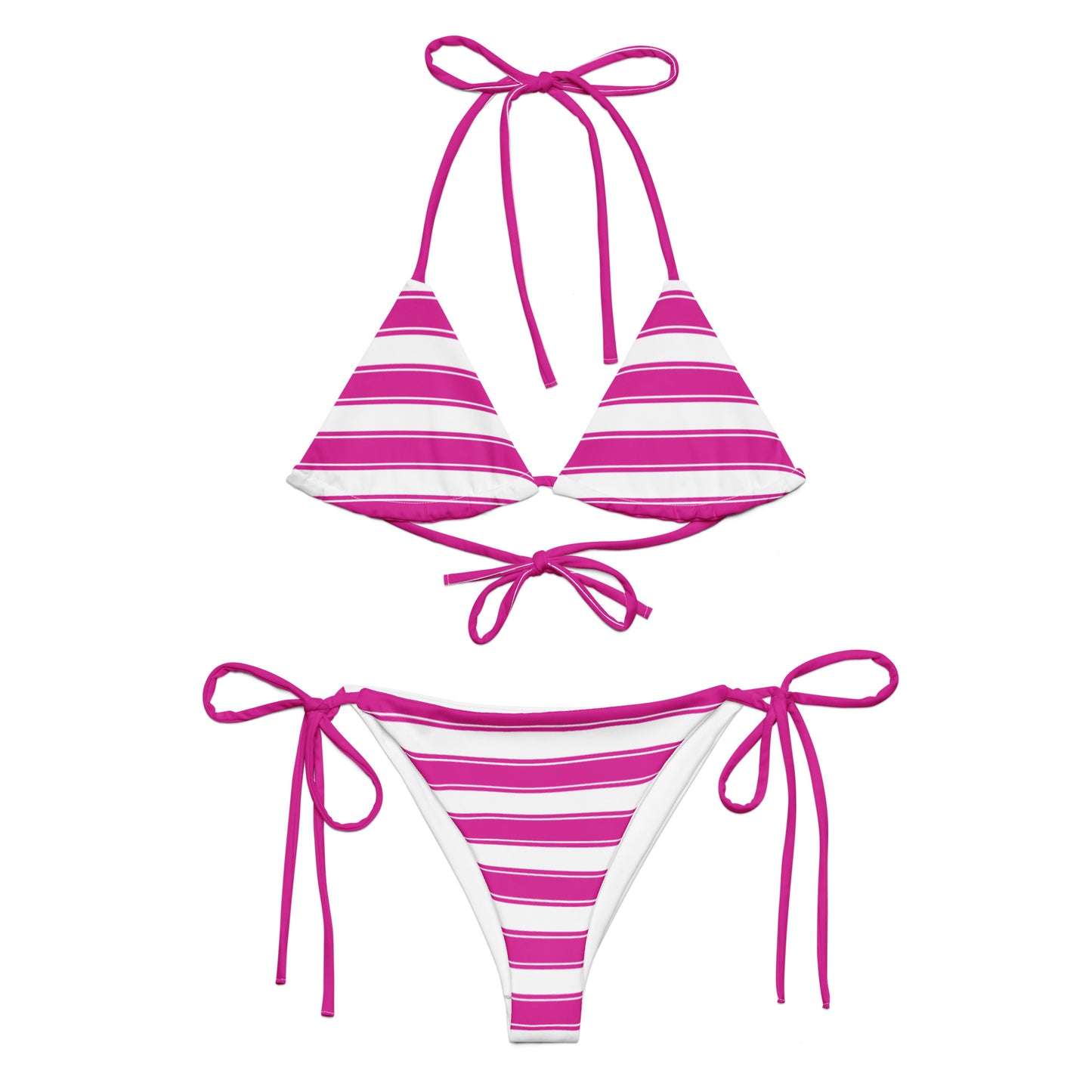 Pink Striped Bikini - Adjustable Two-Piece