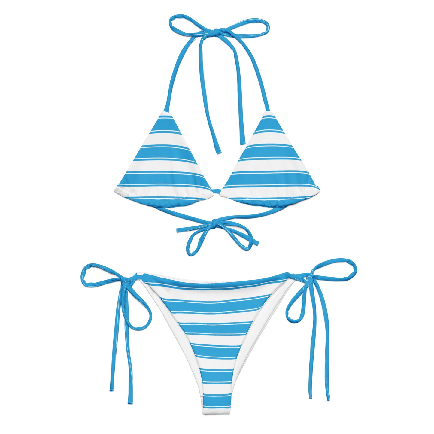 Light Blue Striped Bikini - Adjustable Two-Piece