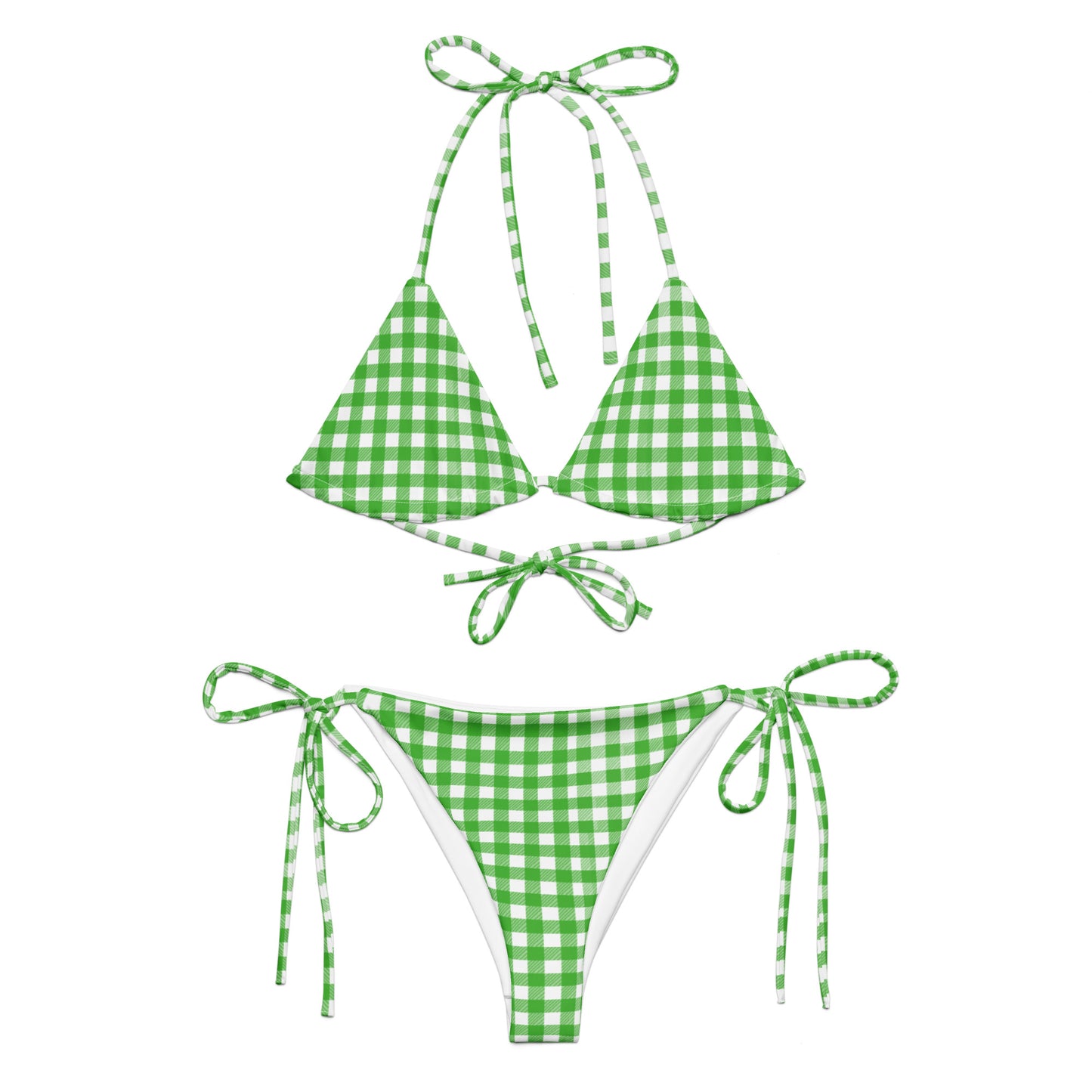 Green and White Checkered Swimsuit