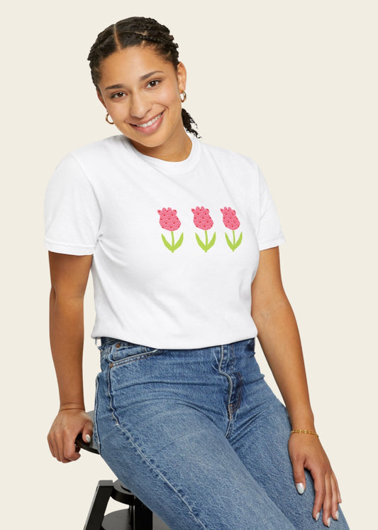 T-Shirt, Spring-Summer Vibes Tee, Floral Design Shirt