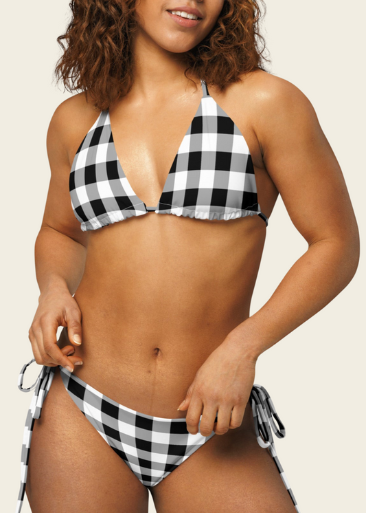 Black and White Checkered Swimsuit